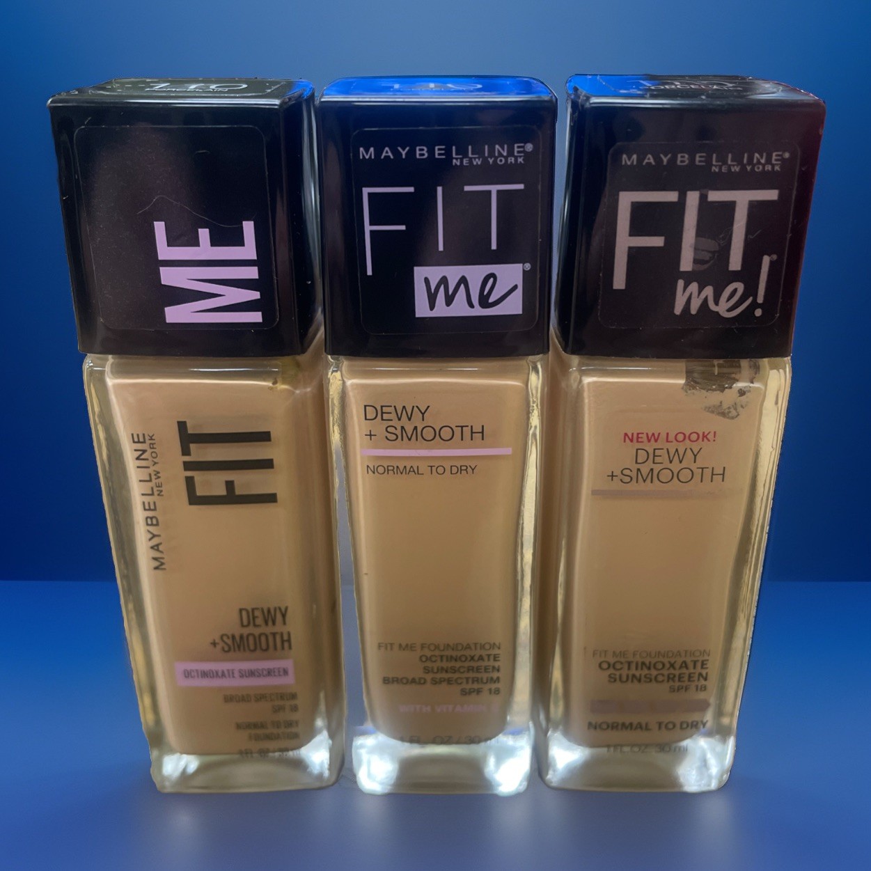 Maybelline Fit Me! Dewy+Smooth Foundation 110 Porcelain Lot Of 3 Bottles
