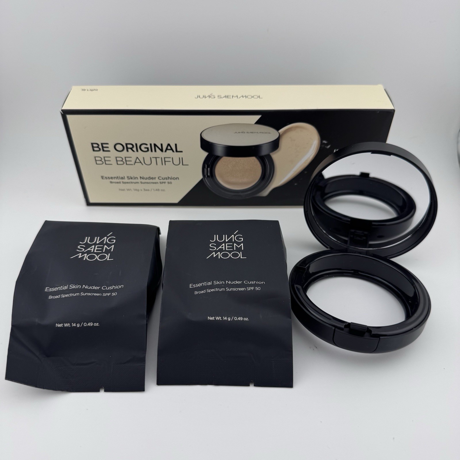 Jung Saem Mool Essential Skin Nuder Cushion Bundle 14g +1 Refills #19 Light