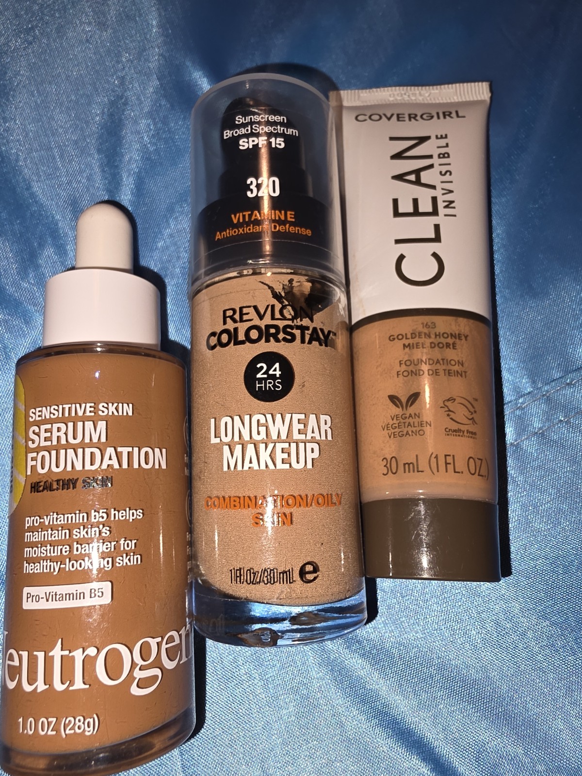 Neutrogena Sensitive Skin Serum Foundation /Revlon Colorstay/Covergirl Clean