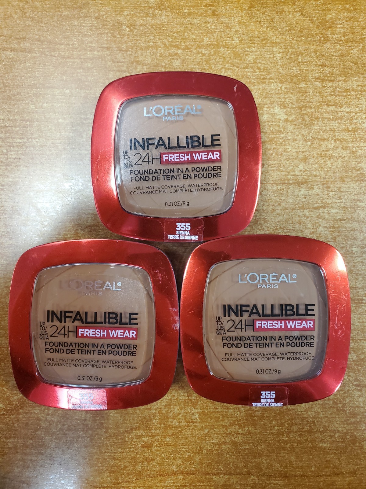 3 Pack: L’Oreal Infallible Fresh Wear Powder Foundation *355 Sienna* (LL3606)