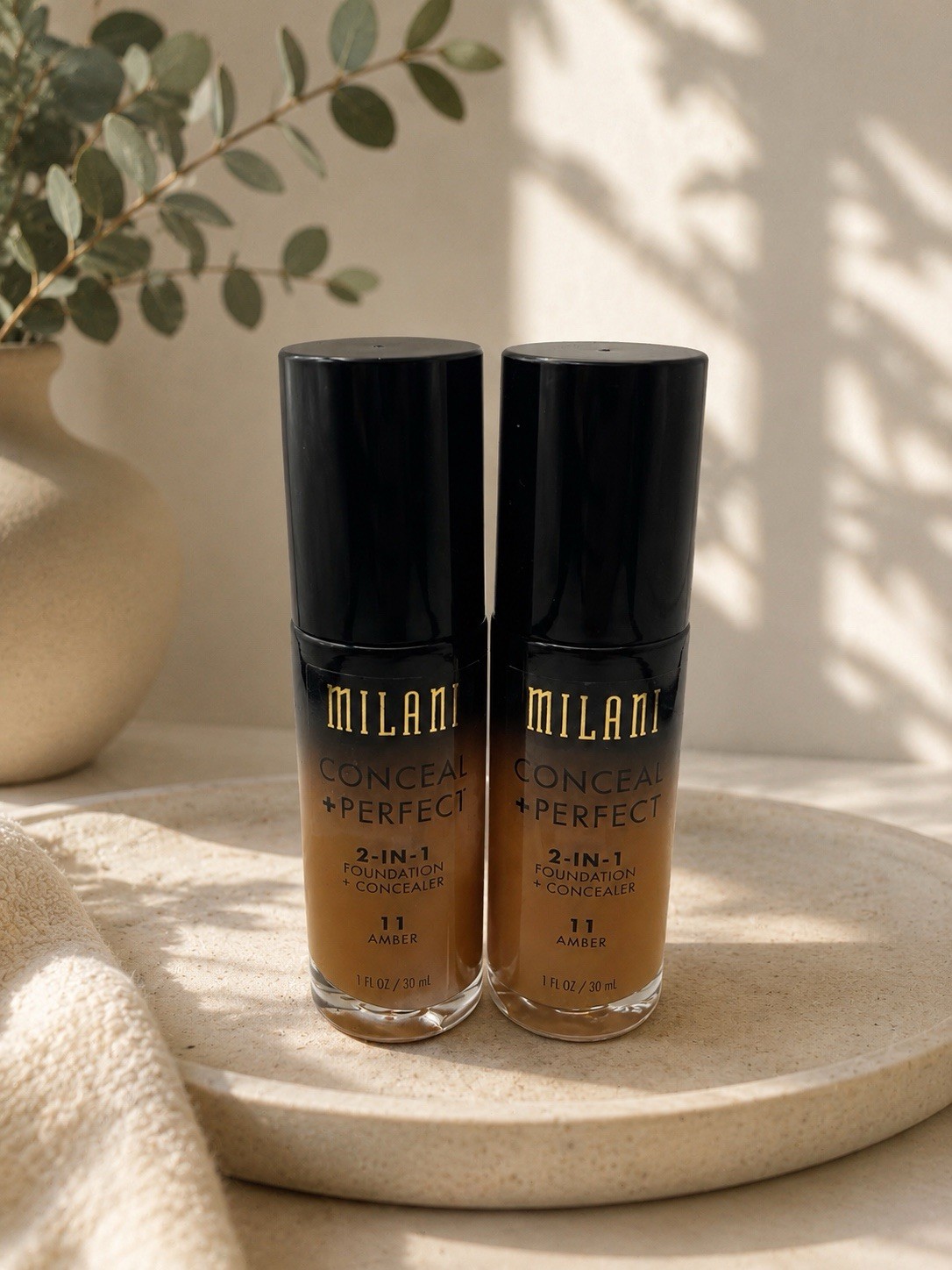 2PACK Milani AMBER 11 Conceal + Perfect 2-in-1 Foundation + Concealer 1oz