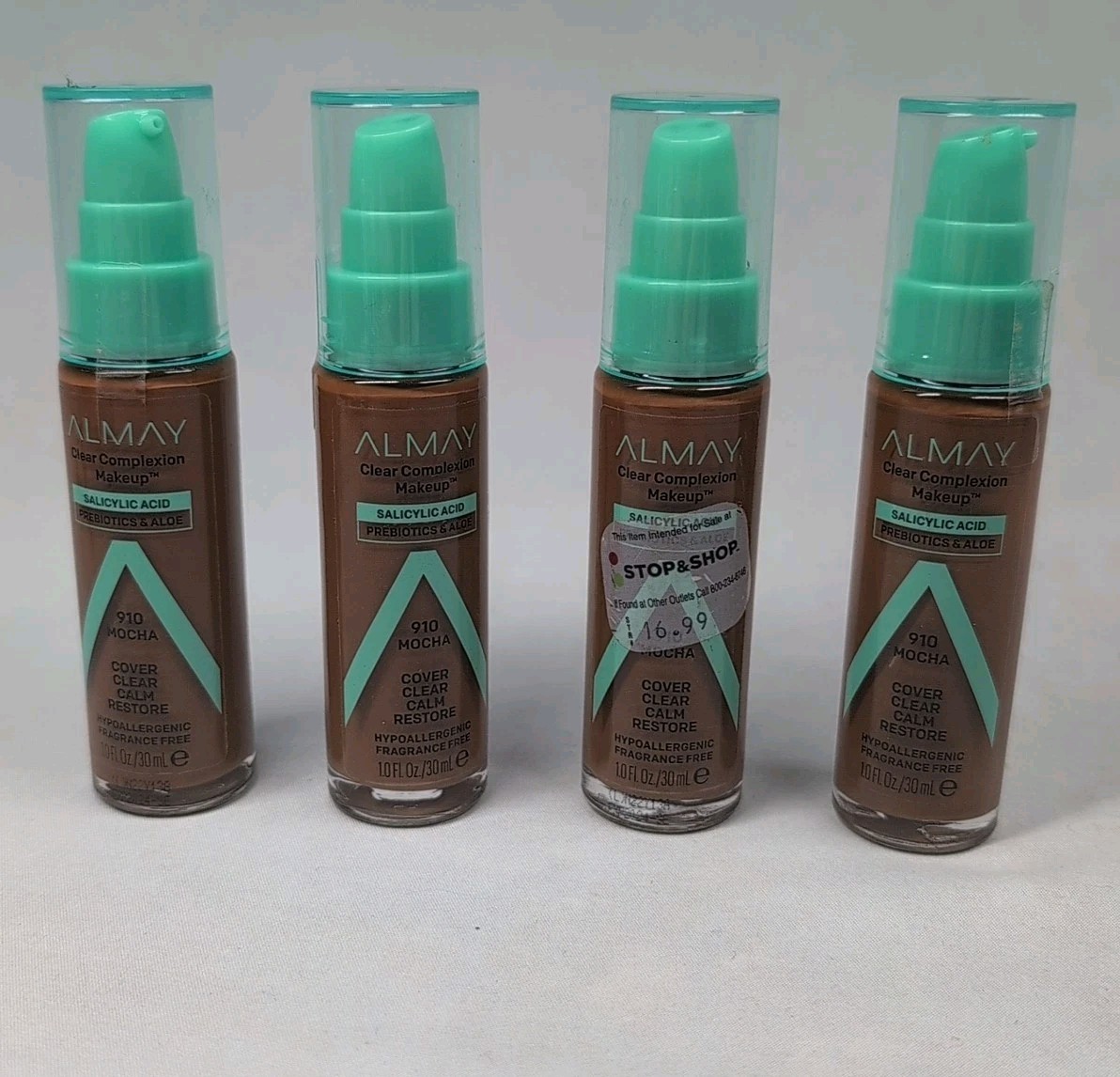 4 Almay Clear Complexion Foundation W Prebiotics & Aloe 910 Mocha Fragrance Free
