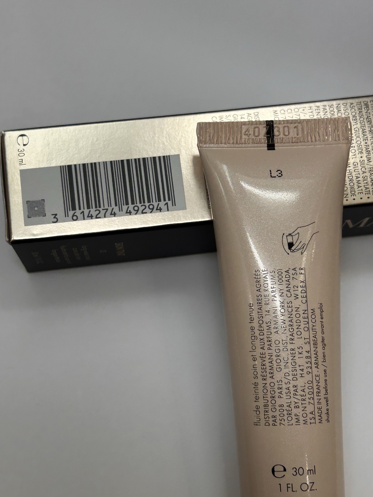 NIB Armani Beauty – L3 Light Medium – Longwear radiant glow Skin Tint 30ml 1oz