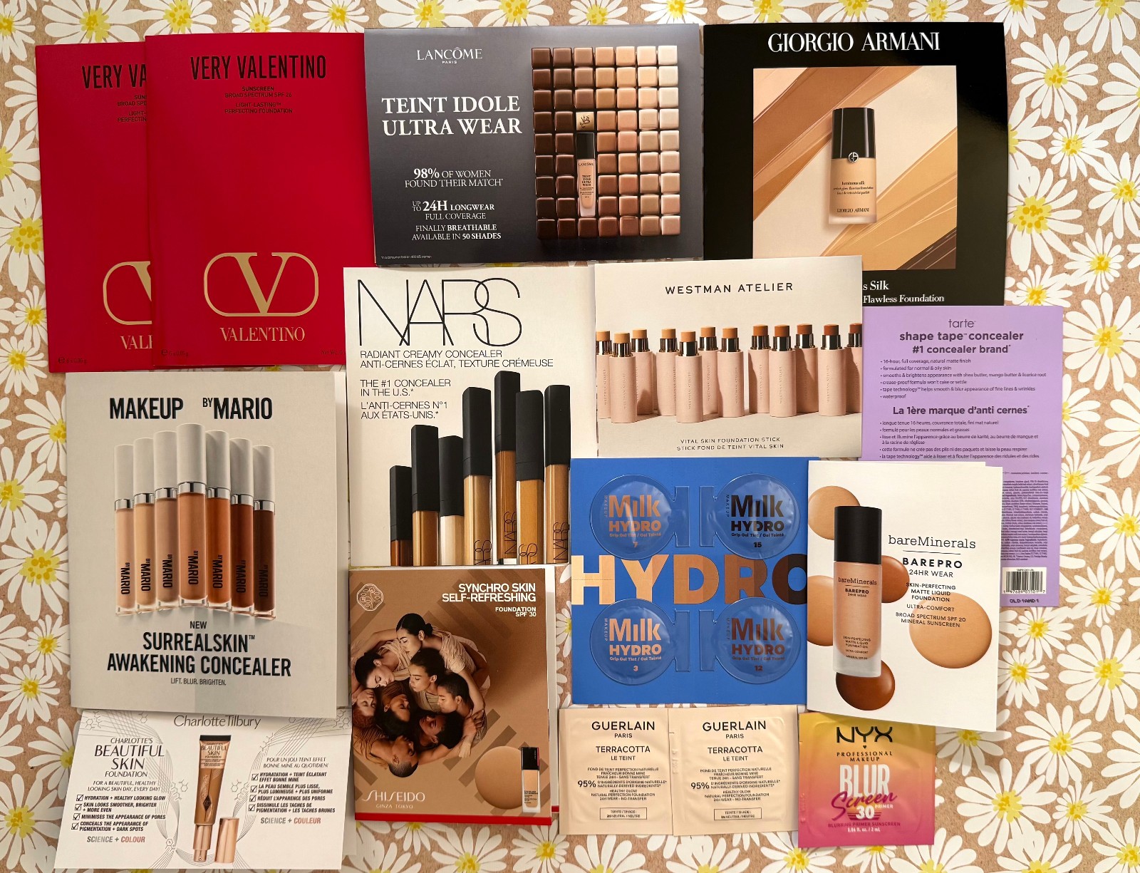 15 FOUNDATION + CONCEALER CARDS SAMPLES ASSORTED OVER 70 SHADES * NEW