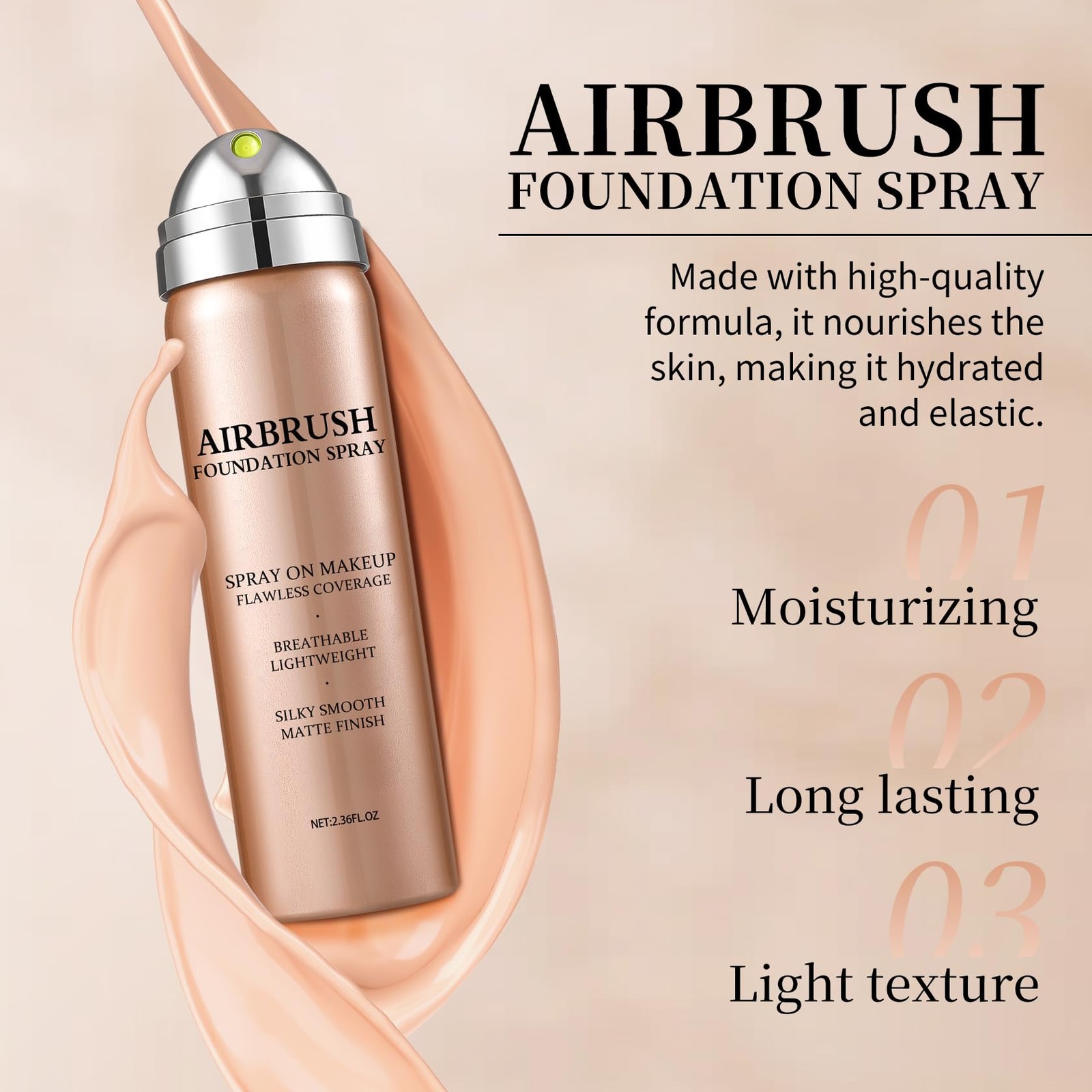 Airbrush Spray Foundation Full Coverage Silky Mist Makeup 01 Natural