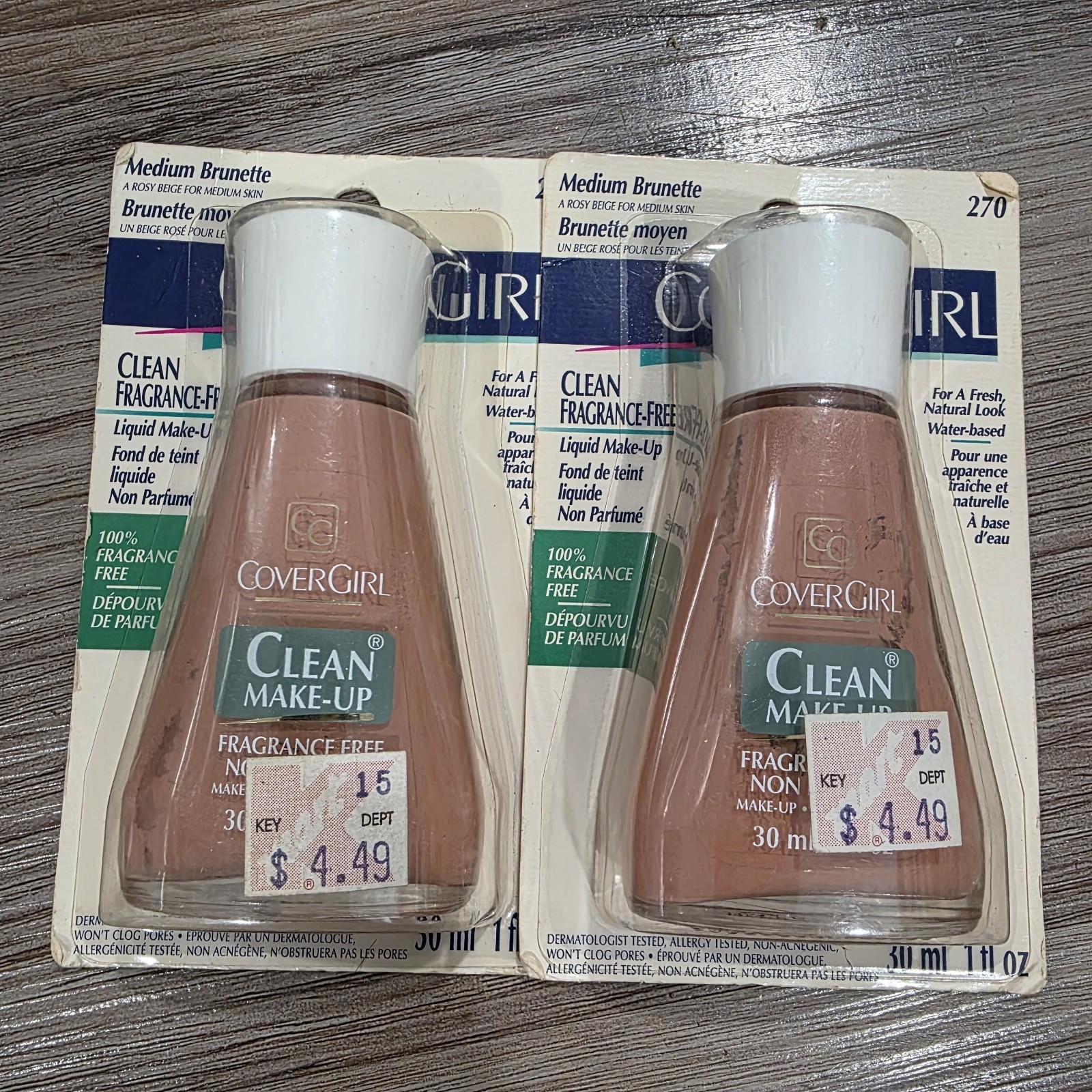 2x CoverGirl Clean MakeUp Foundation TOASTED ALMOND #270 FRAGRANCE FREE