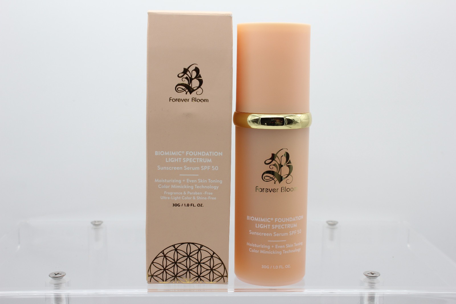 Forever Bloom BIOMIMIC Foundation Light Spectrum Serum SPF 50, 1 oz, (11/2027)