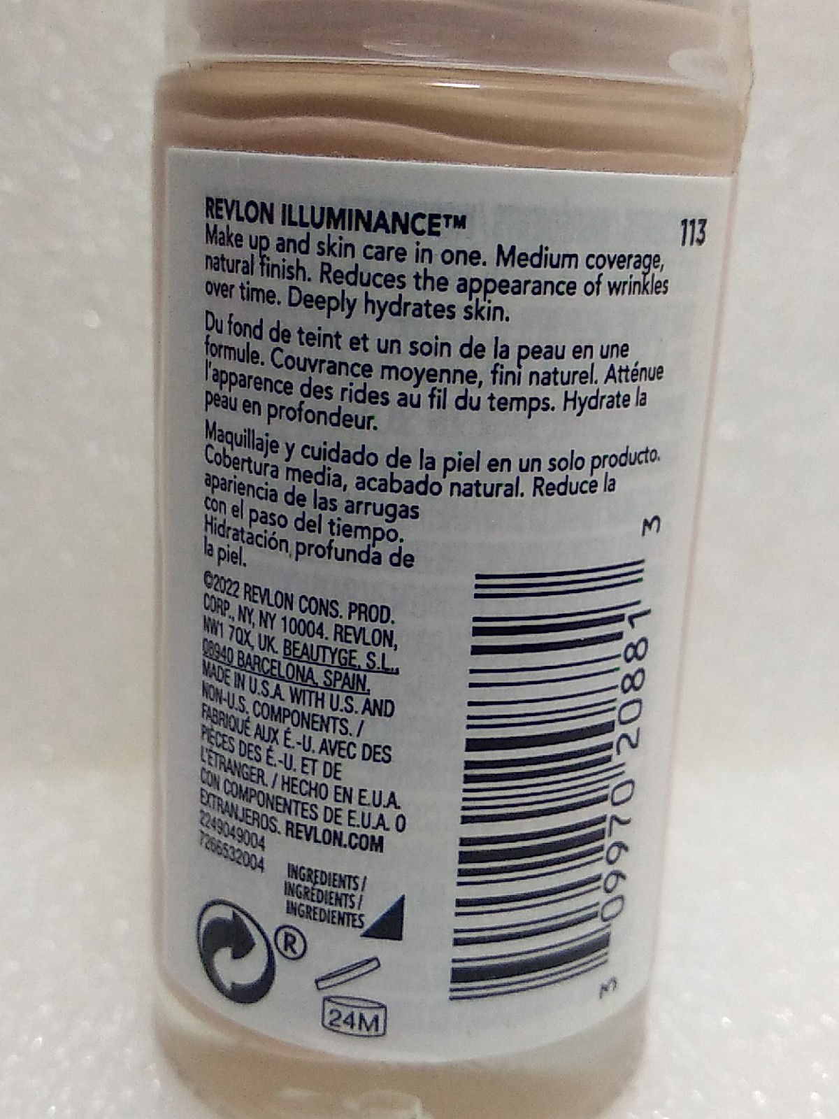 Revlon Illuminance ~Skin-Caring Foundation ~Color#: 113 / Ivory Beige ~1 Fl Oz