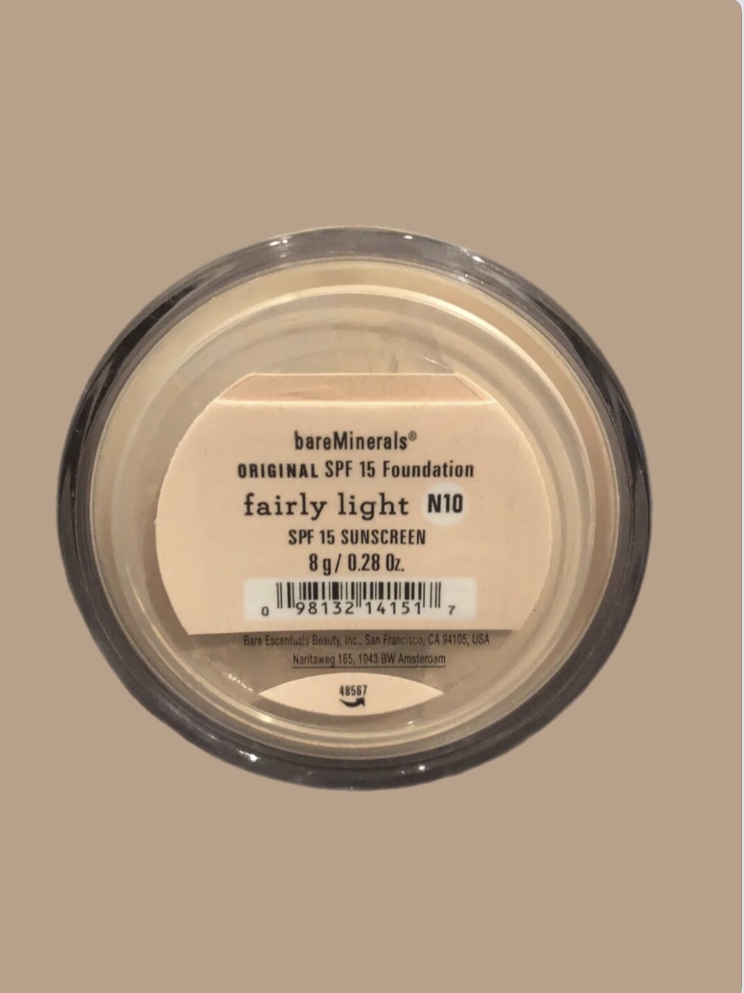 bare Minerals SPF15 Foundation * FAIRLY LIGHT N10 * Full Size 8g ~ NEW ~