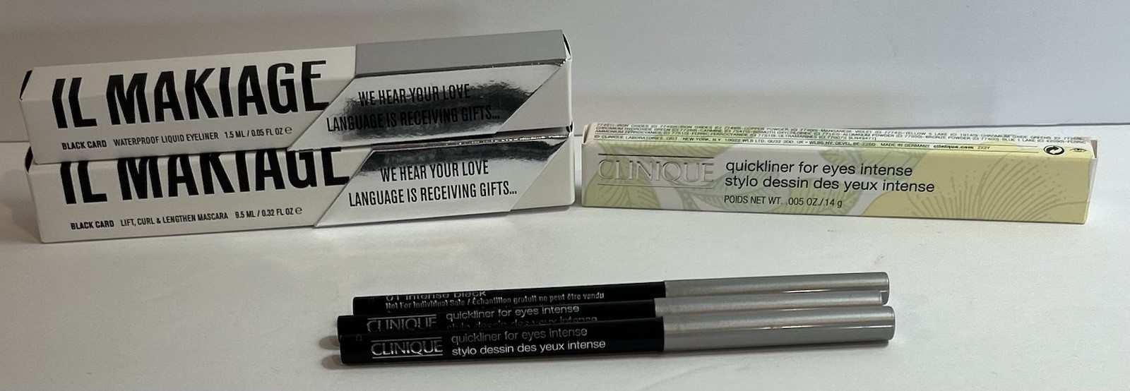 IL MAKIAGE Black Card Waterproof Liquid Eyeliner AND CLINIQUE Quickliner NEW