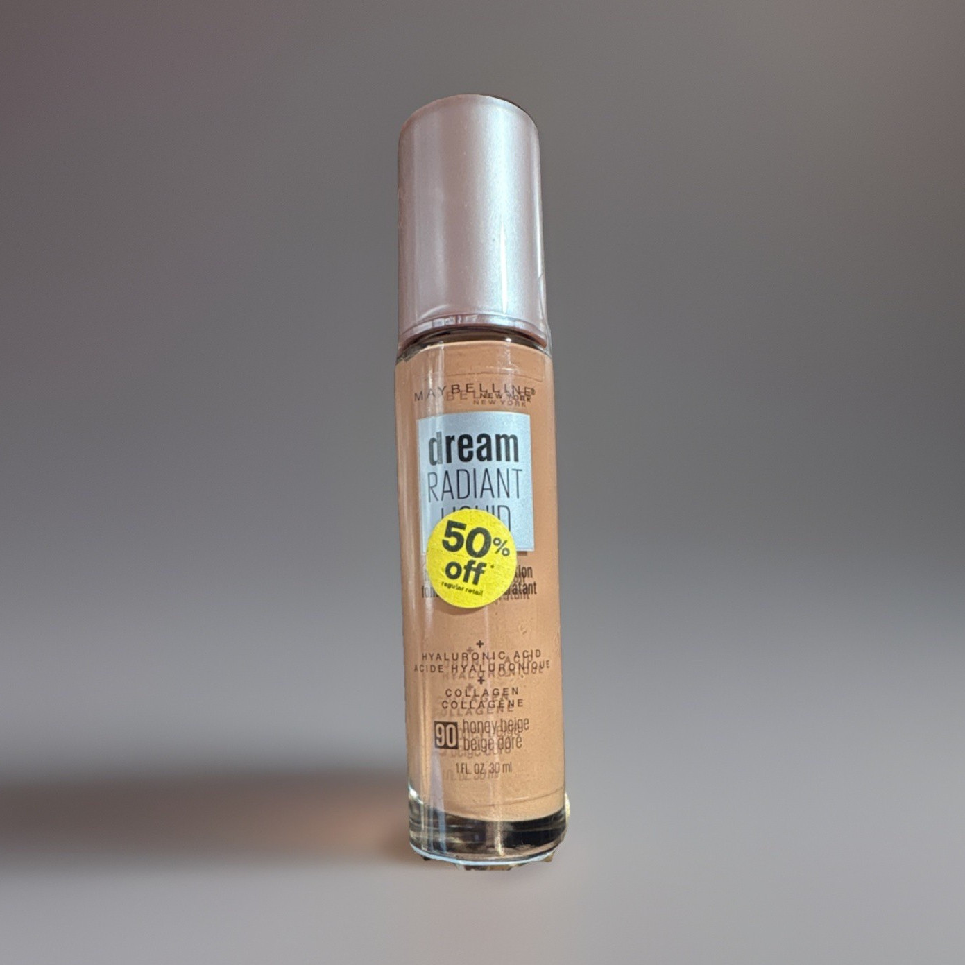 Maybelline Dream Radiant Liquid Foundation 90 Honey Beige Hyaluronic Acid 1oz