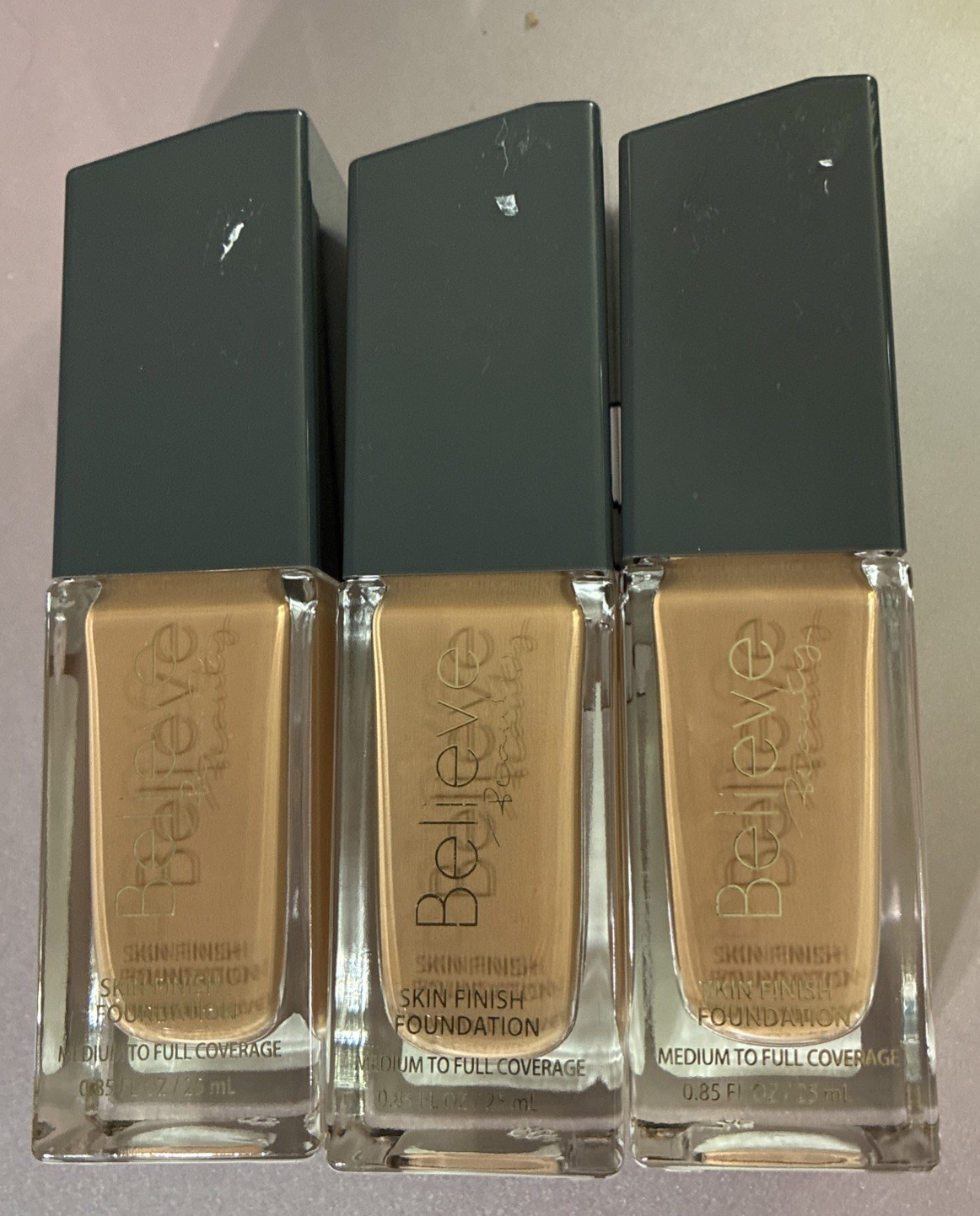 Believe Beauty Skin Finish Foundation Toffee 0.85 oz Lot Of 3