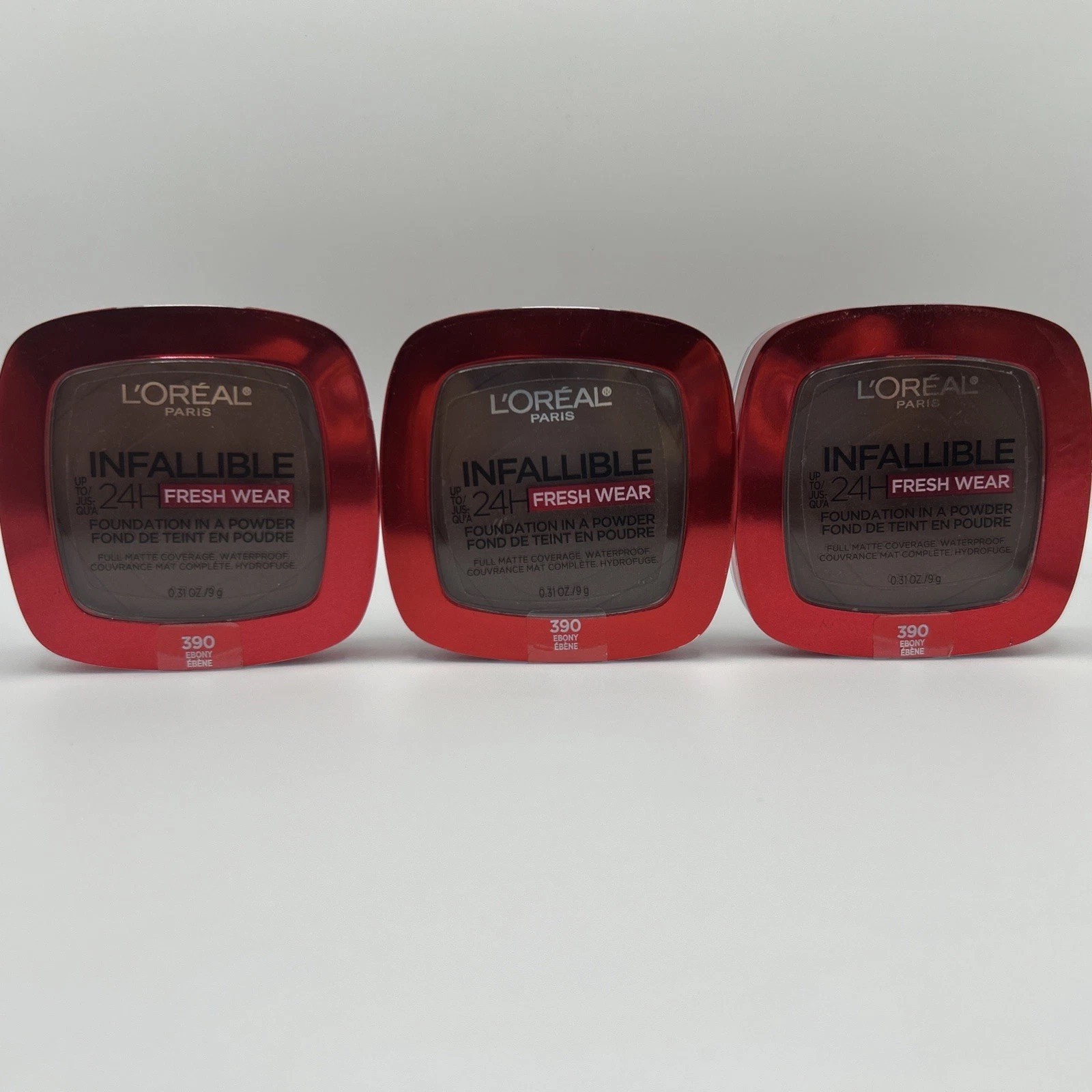 L’Oreal Infallible 24hr Foundation Powder 390 Ebony Lot Of 3 0.31oz