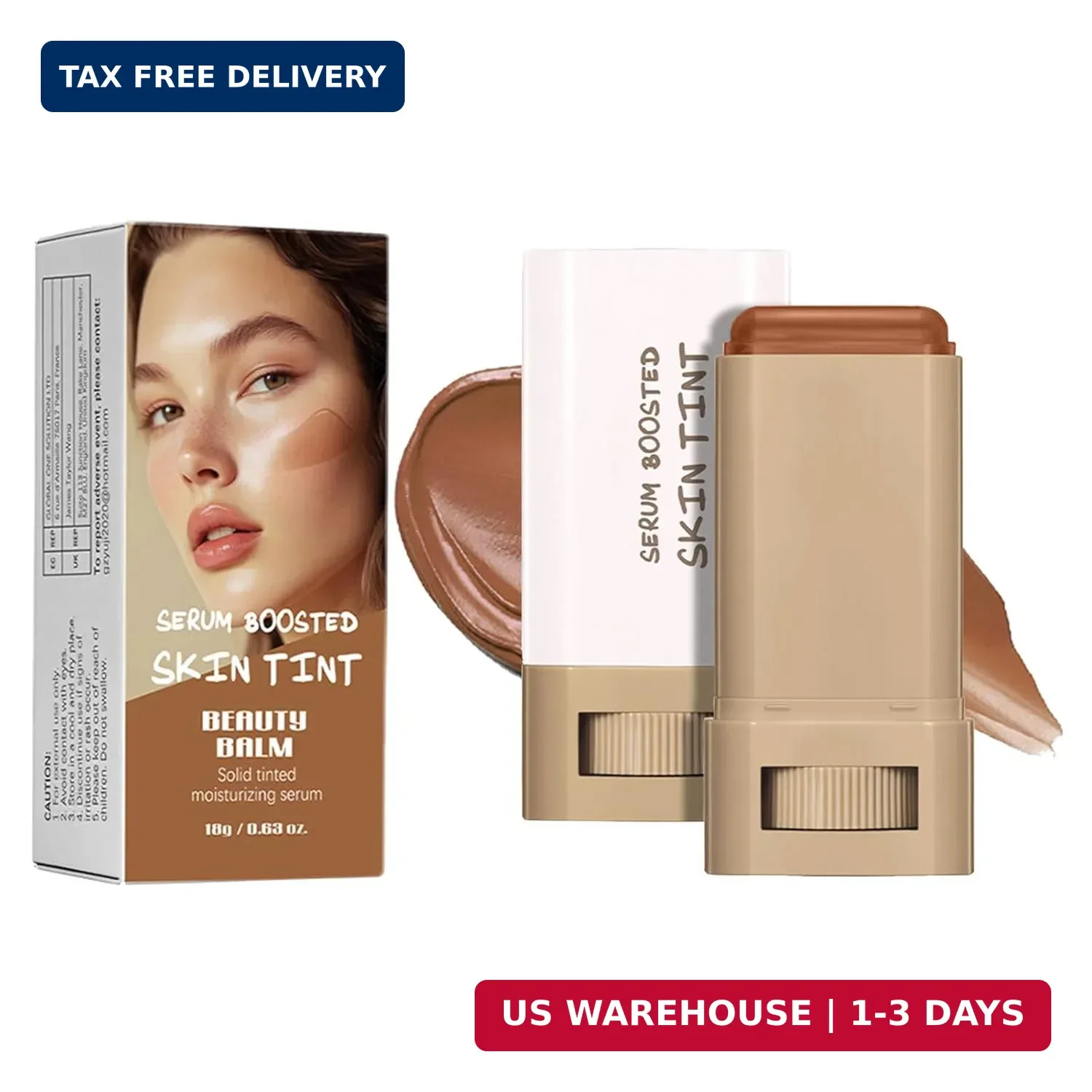 Foundation Stick Beauty Balm Serum Boosted Skin Tint, Solid Tinted Moisturizing