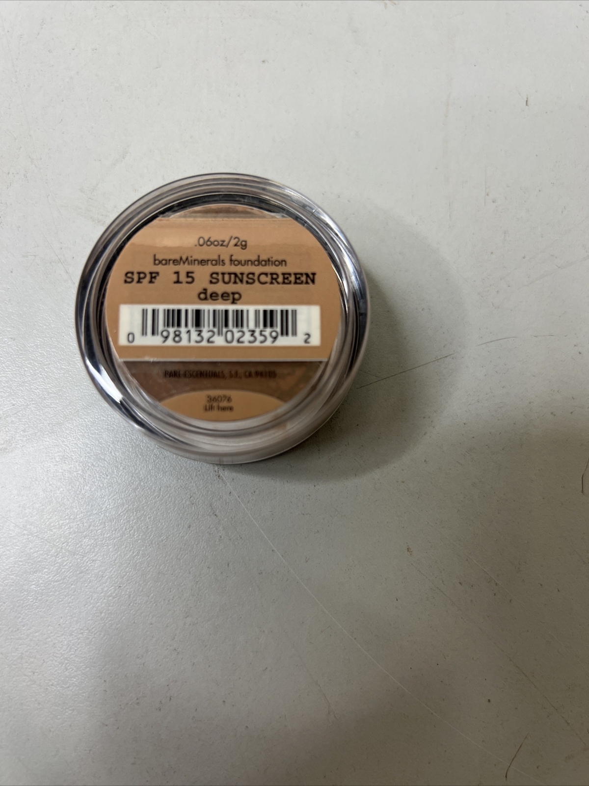 Sealed New bareMinerals Foundation SPF 15 Sunscreen Deep 2g/0.06oz 10/08