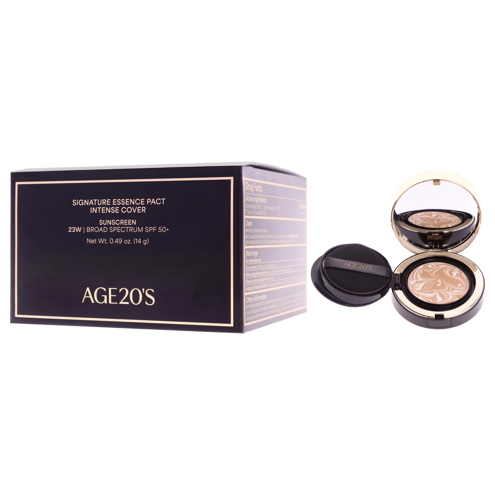 Signature Essence Pact Intense Cover SPF 50 Plus – 23W Beige by Age20s – 0.49 oz