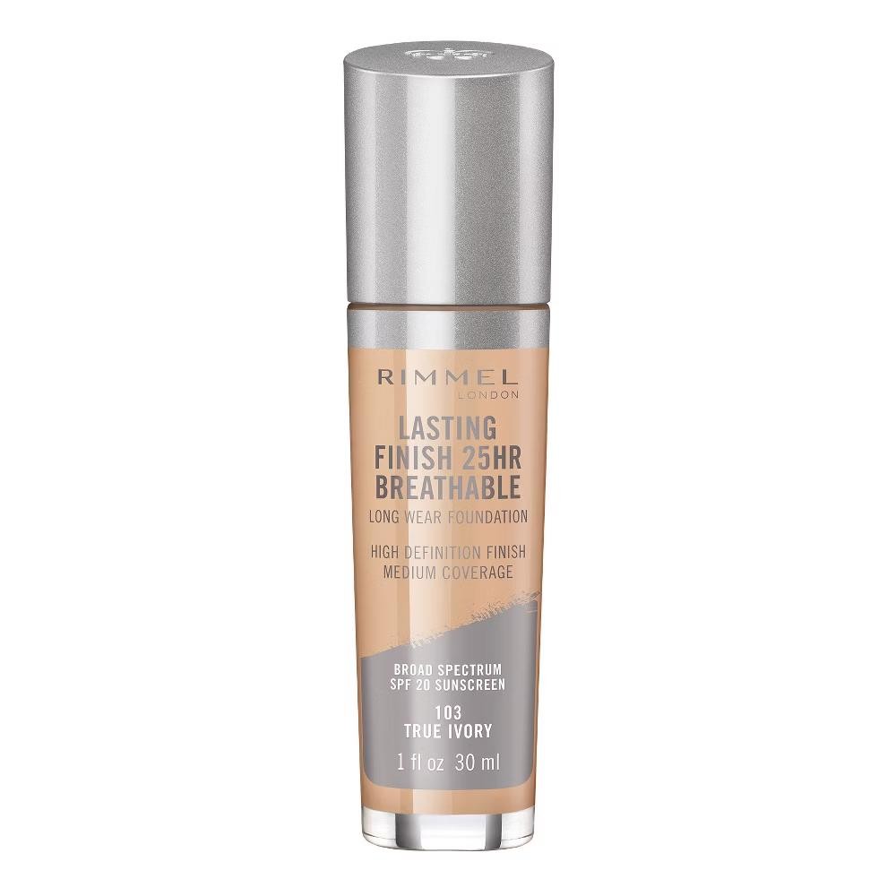 Rimmel Lasting Finish Breathable Foundation, True Ivory, 1 Fl oz – Pack of 2