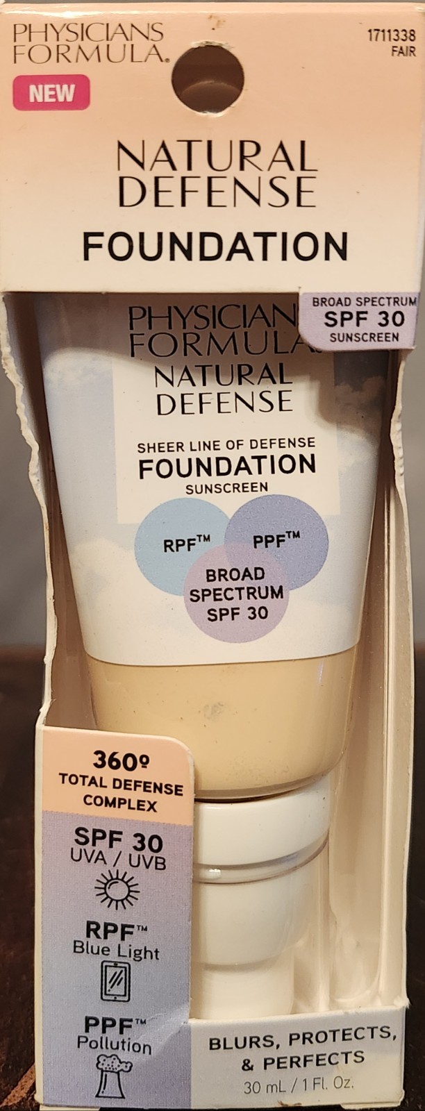 Physicians Formula Natural Defense Sheer Line of Defense Foundation SPF30, Fair