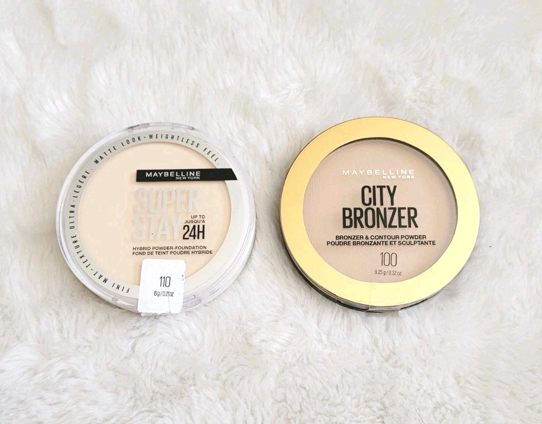 Maybelline 110 Hybrid Powder Foundation & 100 City Bronzer Contour Powder NEW