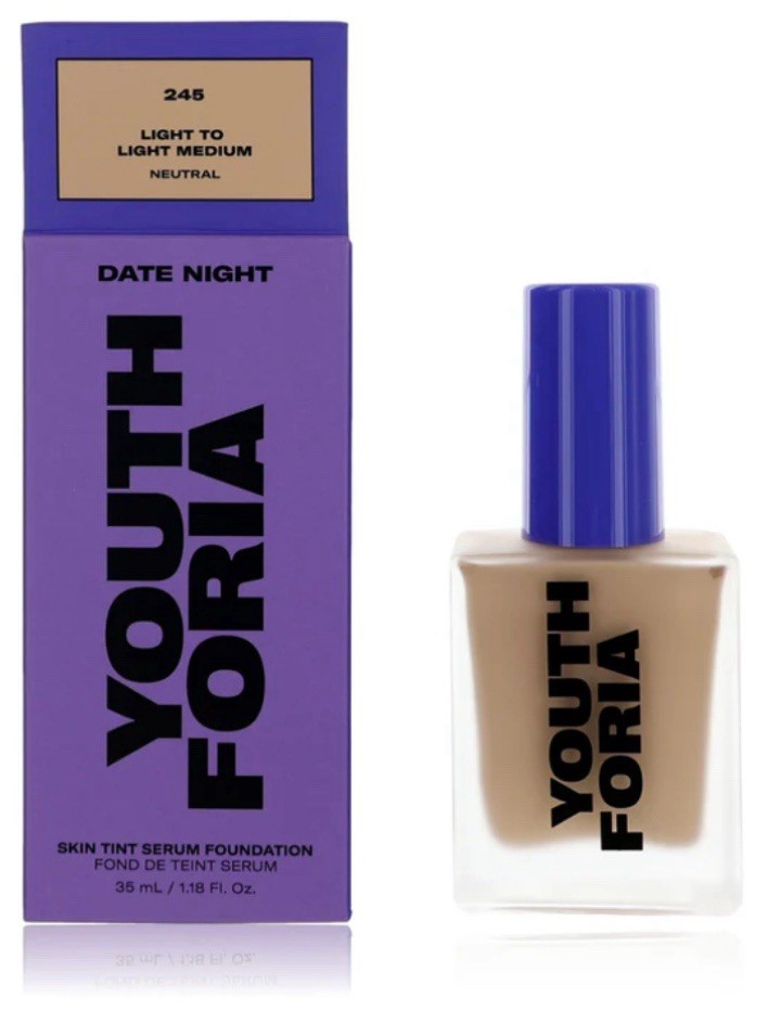 Youthforia Date Night Skin Tint Serum Foundation #245 Light To Light Medium NIB