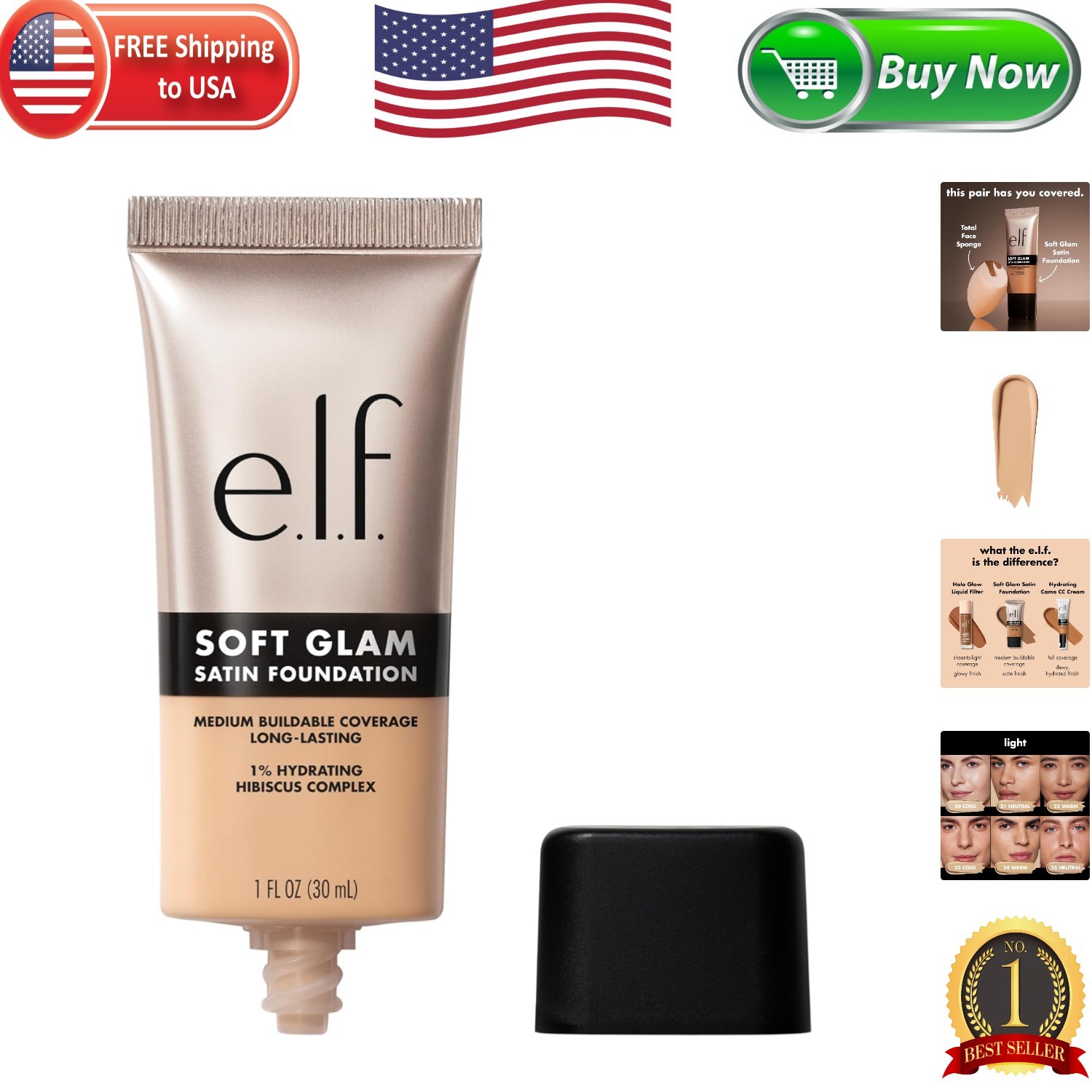 Medium Coverage Soft Glam Foundation with Hydrating Hibiscus – 21 Light Neutral