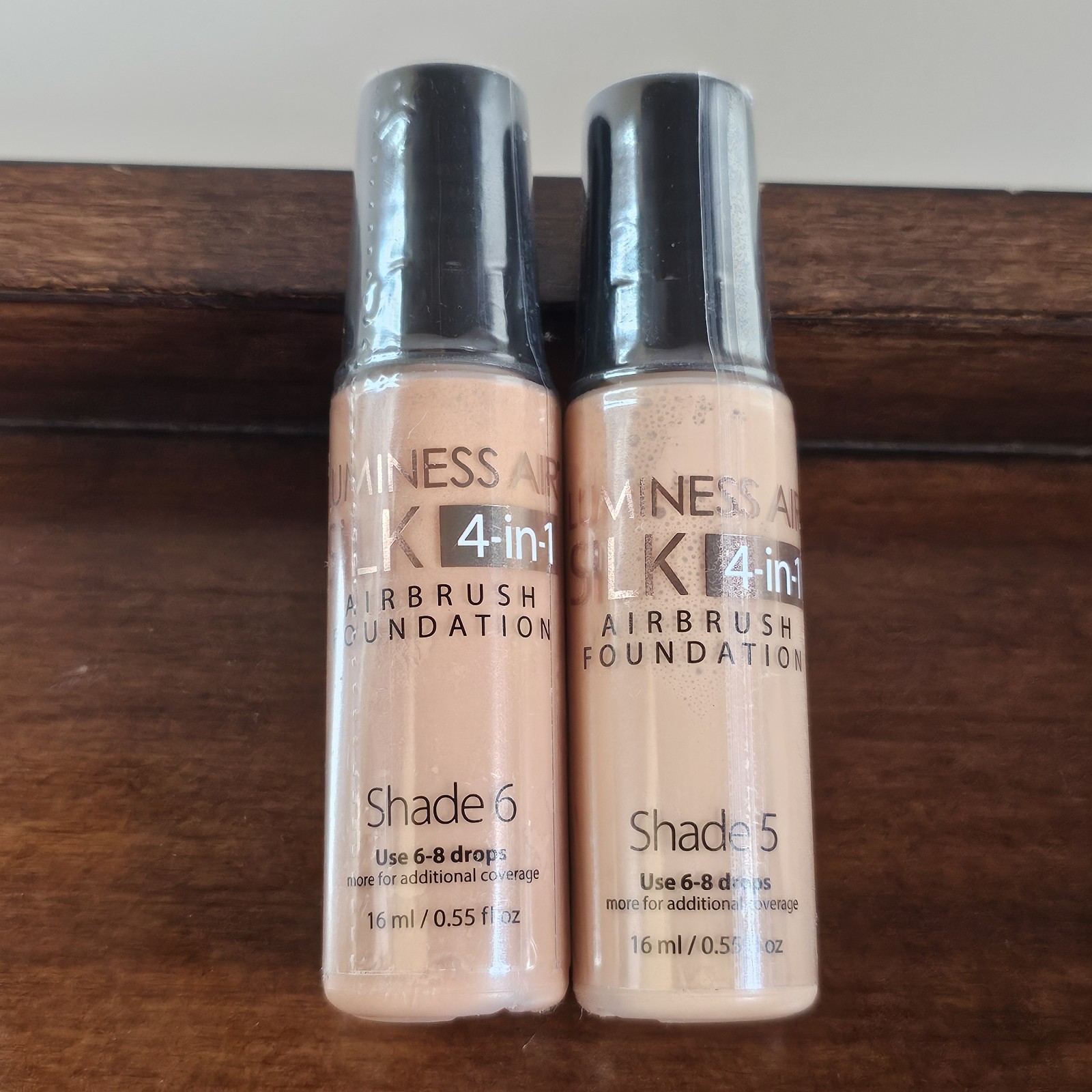 (2) Luminess Silk Airbrush Foundation 4-in-1 Shades 5 & 6 = 2 Bottles NEW Sealed