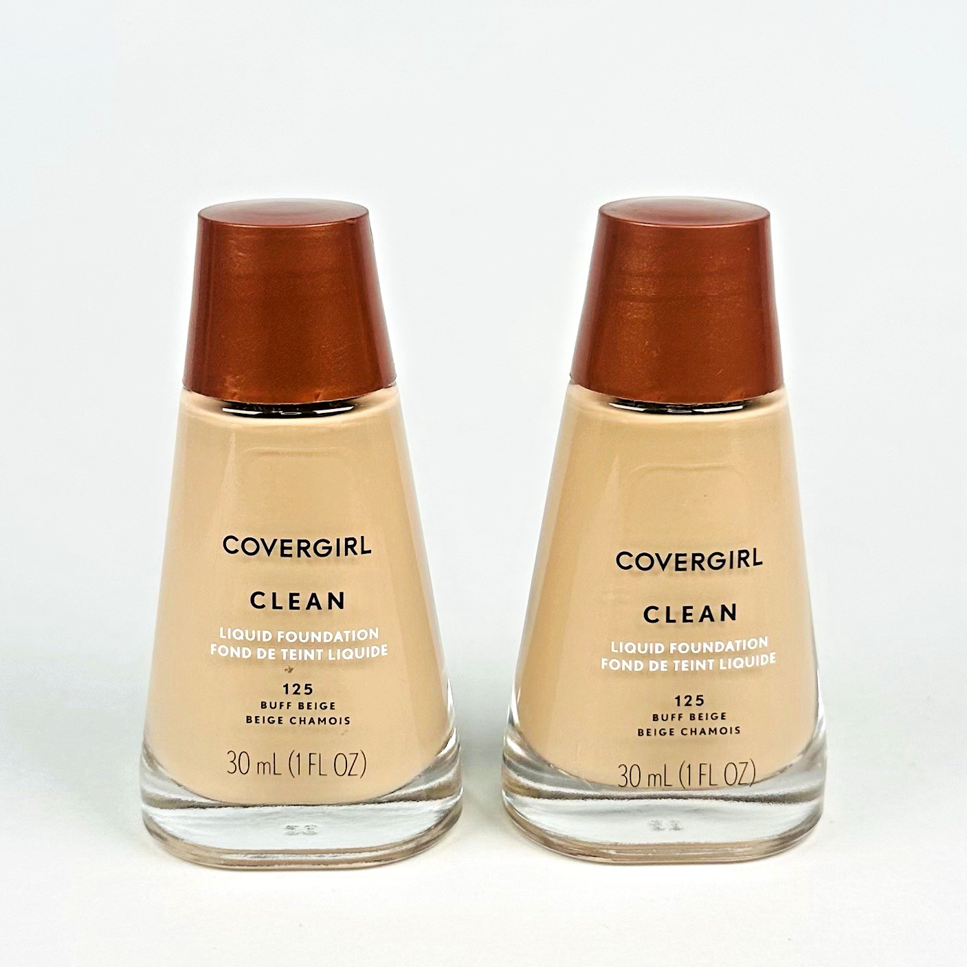 (2 Pack) CoverGirl Clean Liquid Foundation, 125 Buff Beige (1 oz Each) New