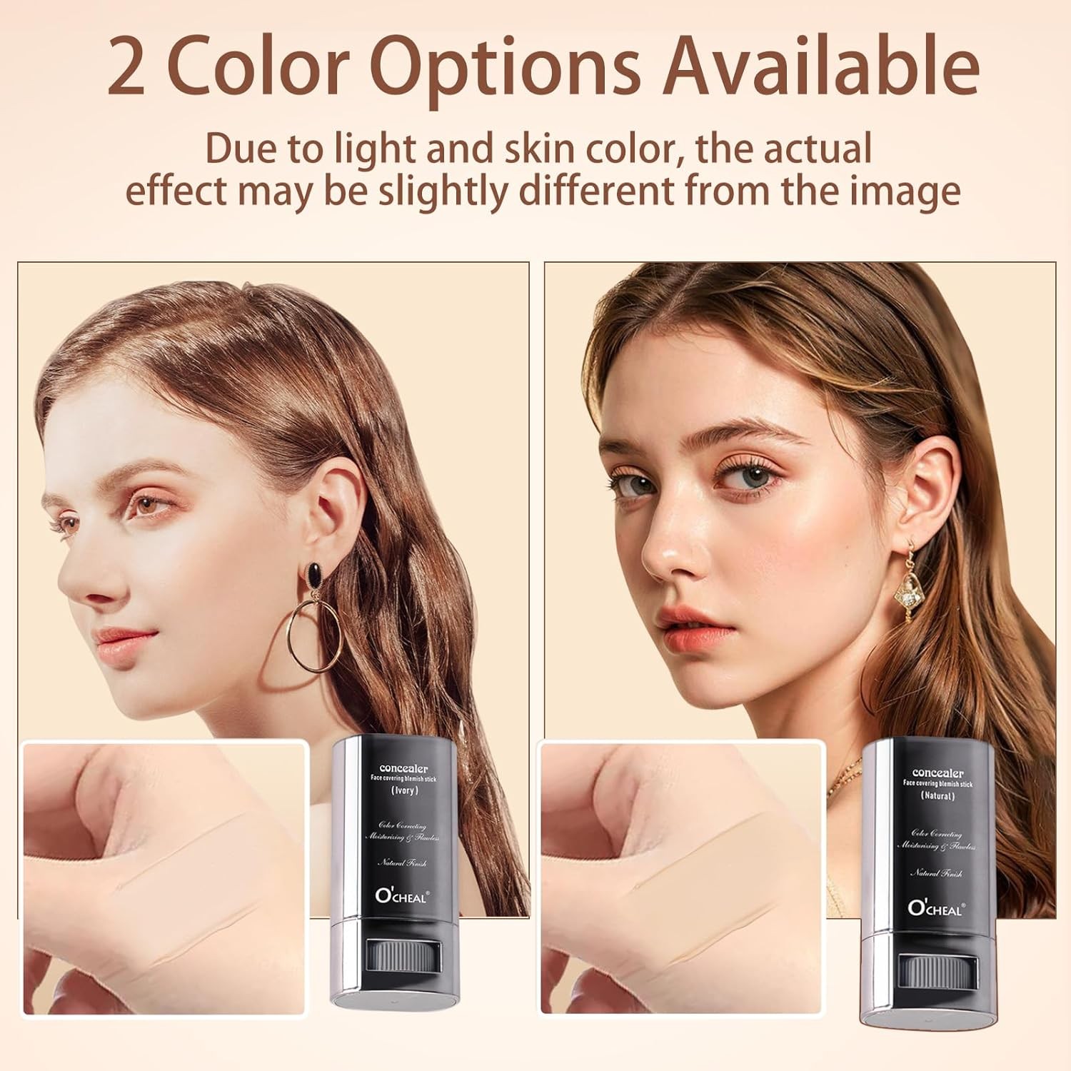 Hydrating Tinted Concealer Stick, Full Coverage Face Makeup for All Skin Types,