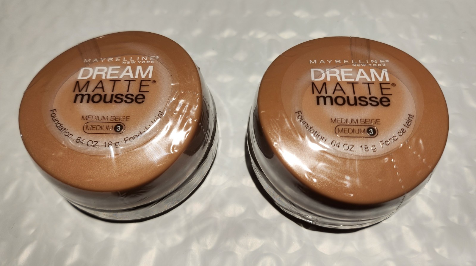 2 PCS. Maybelline Medium Beige (Med 3) Dream Matte Mouse Foundation Free SHIP