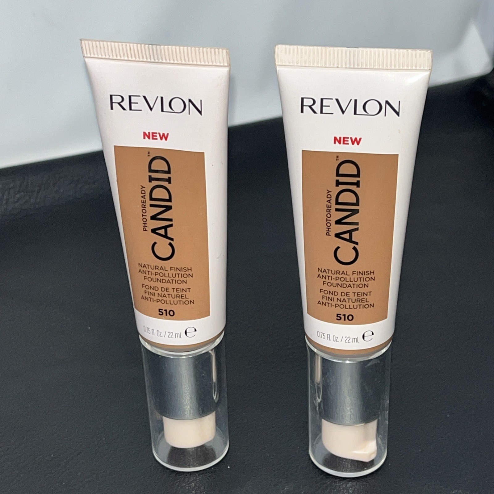 Revlon Photo Ready CANDID 510 cappuccino lot of 2 Natural Finish Foundation tube