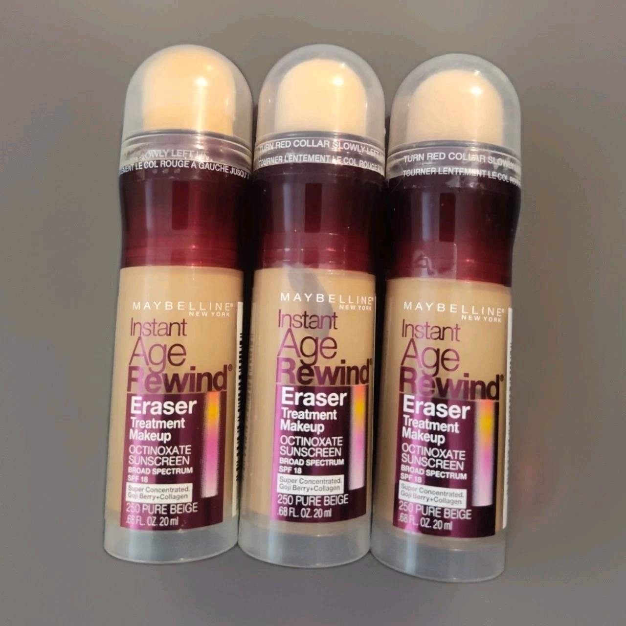 3 PACK Maybelline Instant Age Rewind Eraser Treatment 250 PURE BEIGE New Sealed