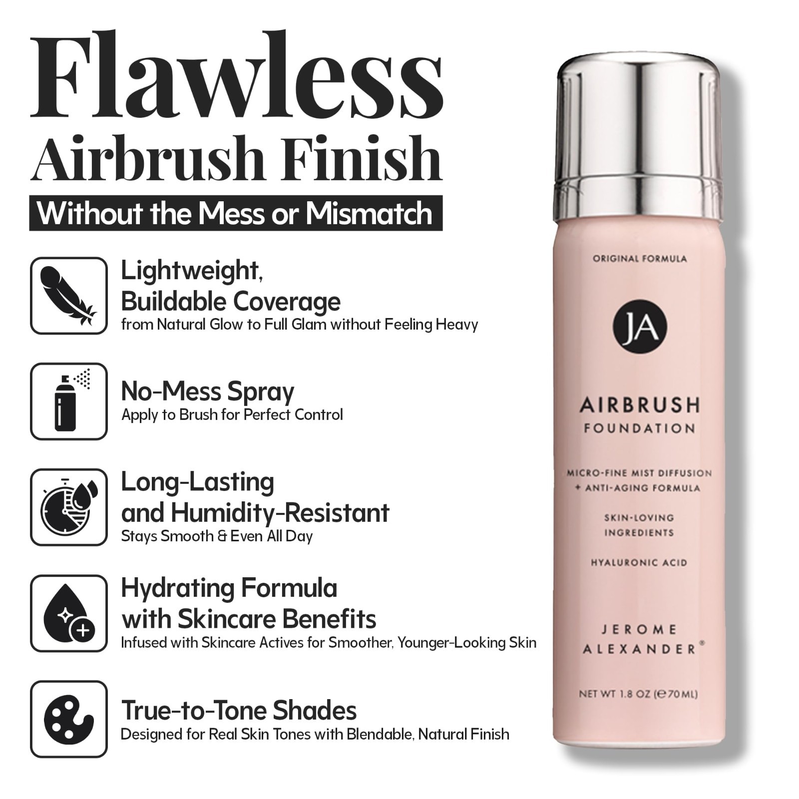 Magic Minerals Airbrush Foundation 2pc Set – Fair | Kabuki Brush, Mist Spray, Bu