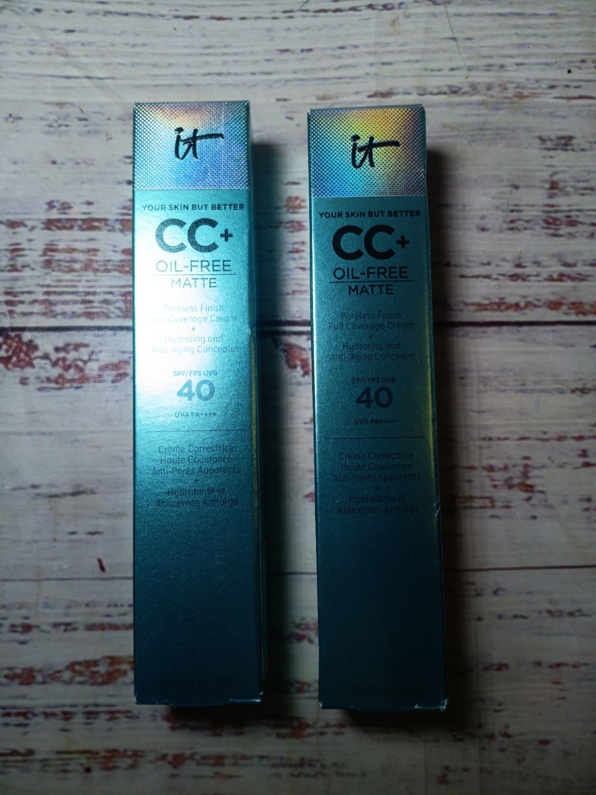 2 IT Cosmetics CC+ Oil Free Matte Poreless Finish Cream SPF 40 DEEP 1.08 fl oz
