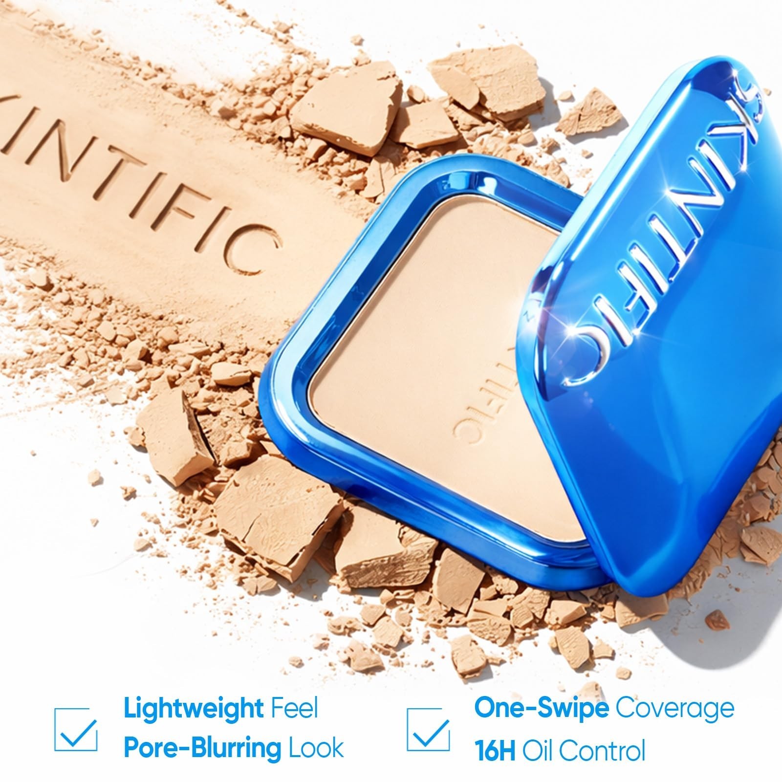 Full Coverage Matte Powder Foundation – Lightweight, Oil Control, Pore-Blurring,