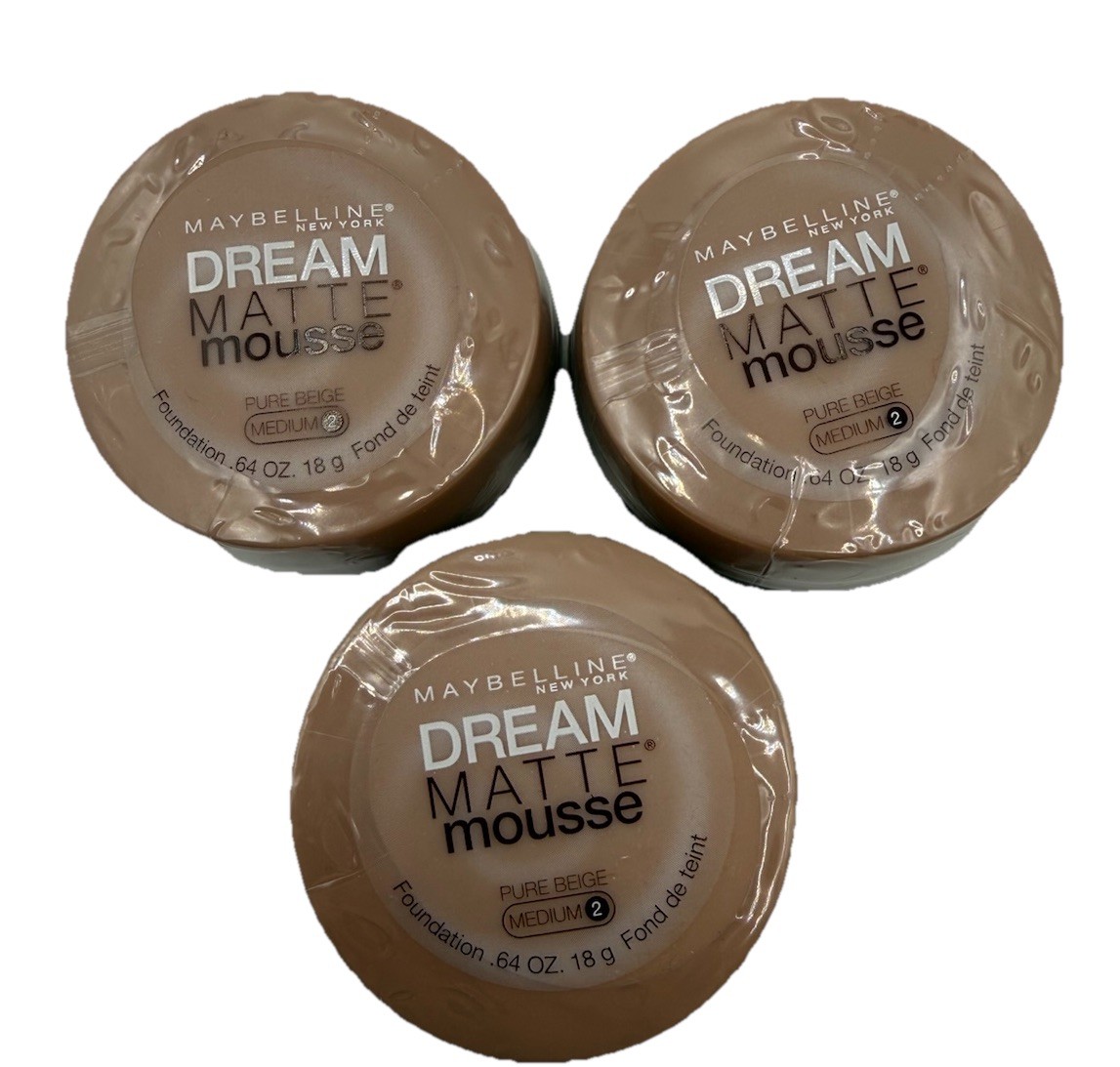 3 X MAYBELLINE Dream Matte Mousse Foundation – Pure Beige 2 Medium – NEW SEALED