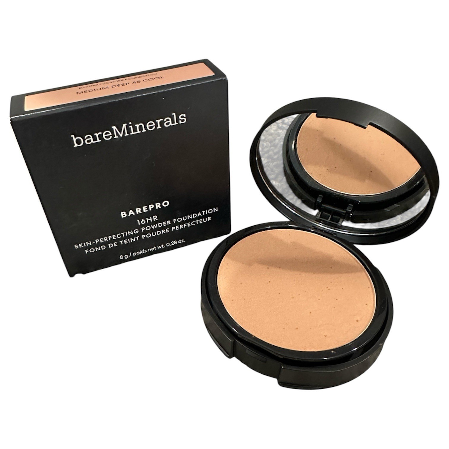 bareMinerals barePro 16HR Skin Perfecting Powder Foundation, Medium Deep 45 Cool