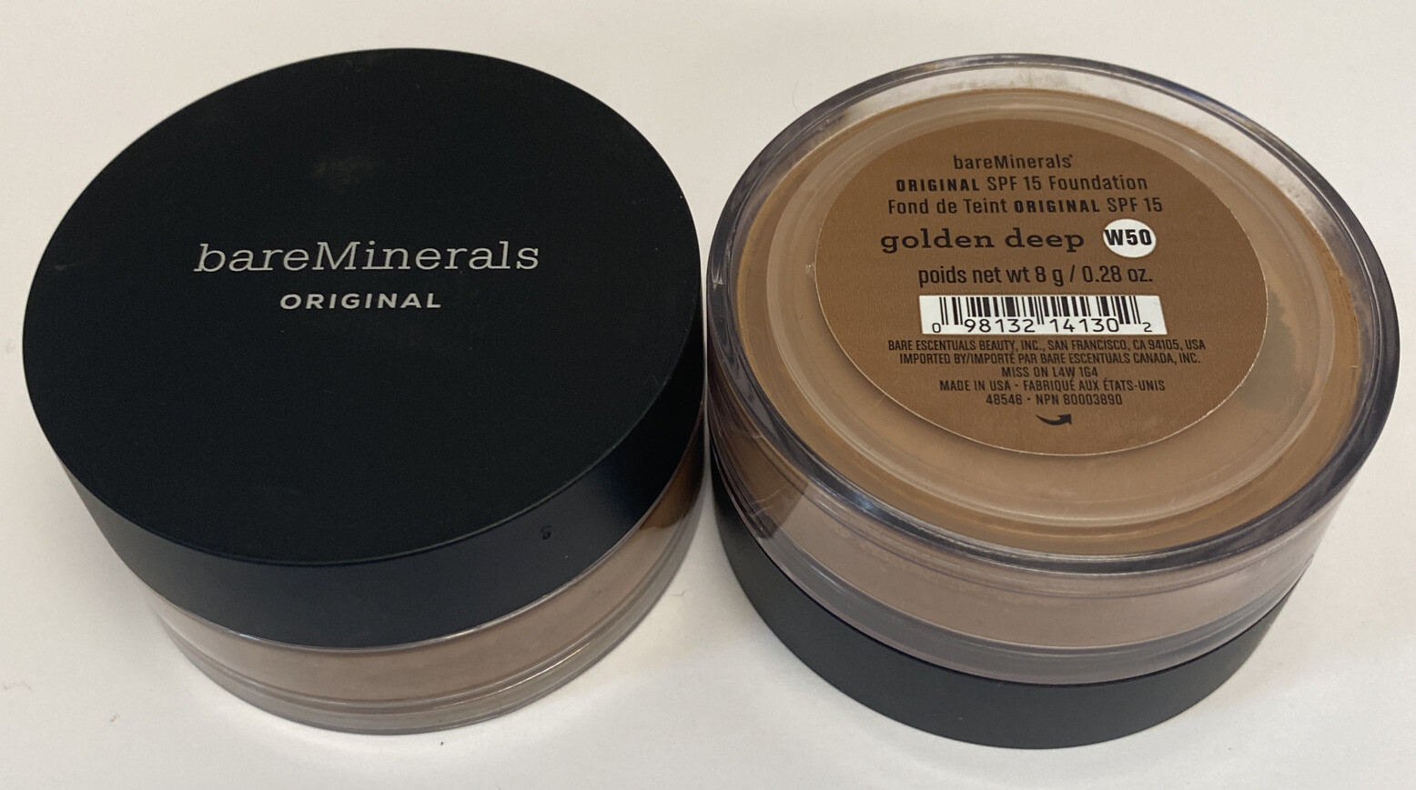 (2) bareMinerals MATTE Foundation SPF 15 GOLDEN DEEP W50 8g .28 oz NEW w/o Box