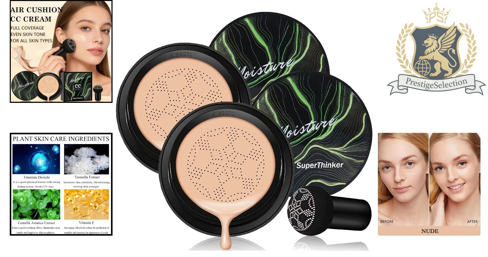 Long Lasting Moisturizing CC Cream Foundation – Blurs Imperfections (2PCS Nude)