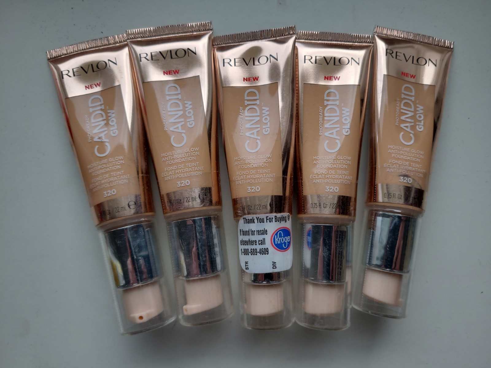 Lot Of 5 Revlon PhotoReady Candid Glow Anti Pollution Foundation 320 Tawny