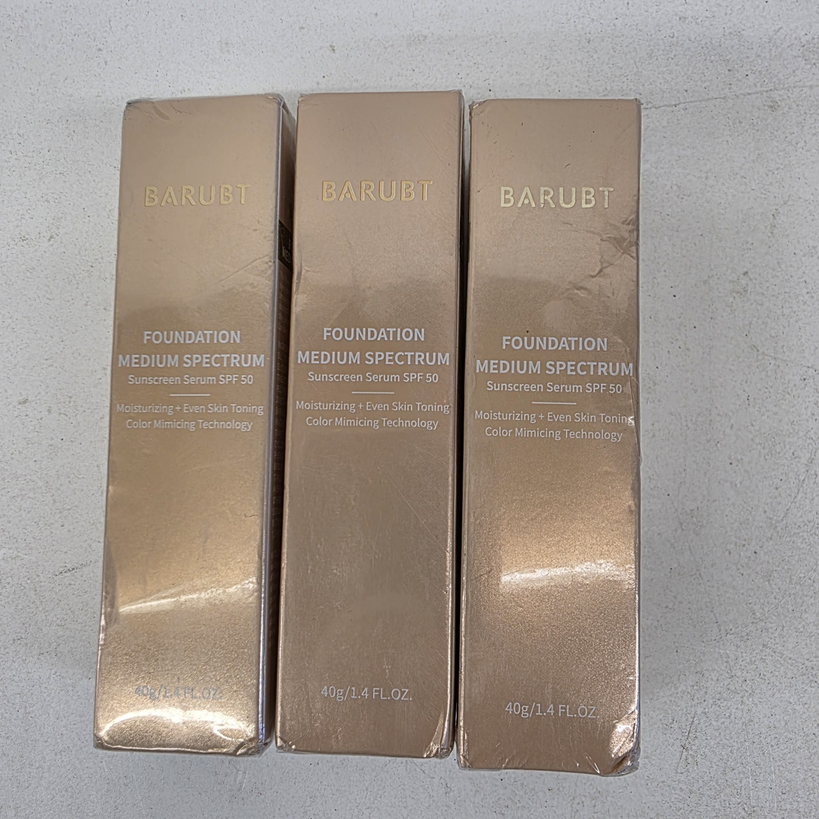3 x Barubt Foundation Medium Spectrum Sunscreen Serum SPF 50 1.4oz NEW
