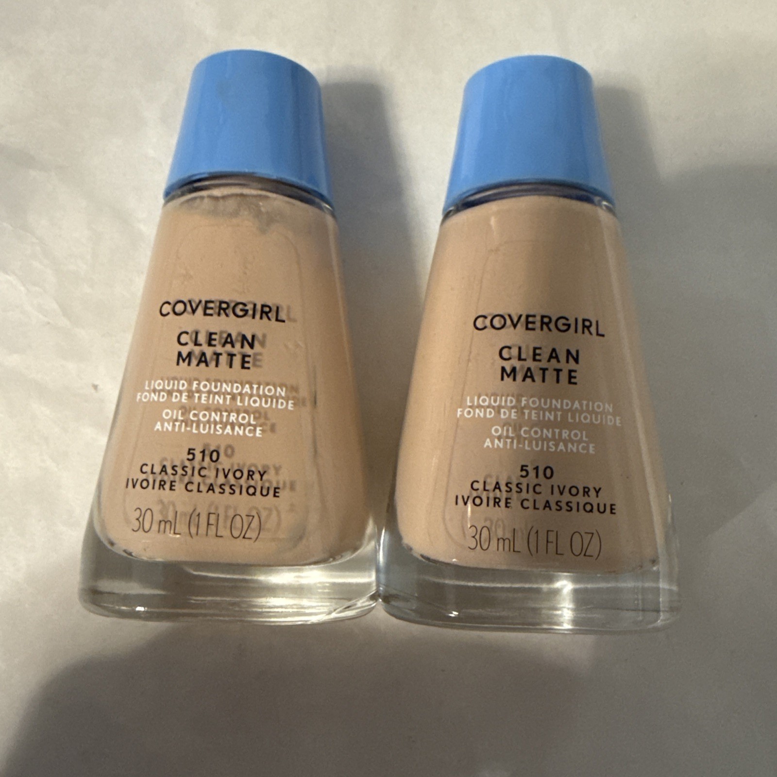 (2 Pack) CoverGirl Clean Matte Liquid Foundation, 510 Classic Ivory (1 oz Each)