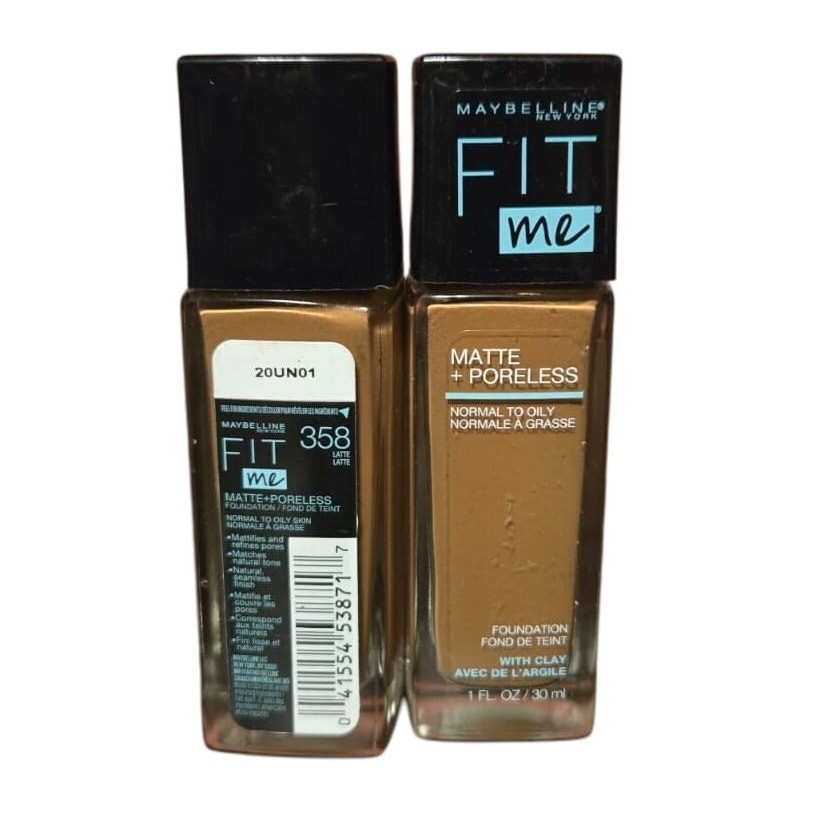 Maybelline Fit Me Matte + Poreless Foundation 358 Latte 30ml Pack of 2 New