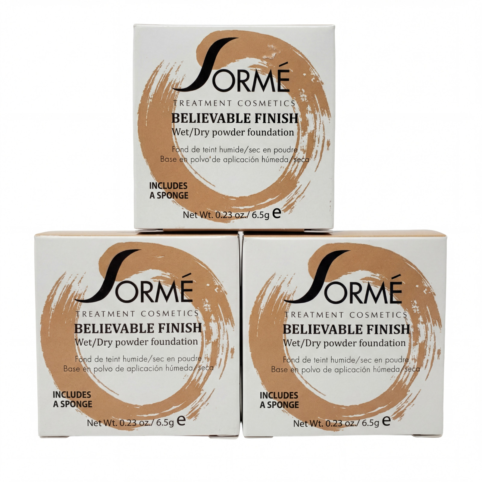 3X Sorme Believable Finish Wet/Dry Powder Foundation Classic Ivory 409 0.23 oz