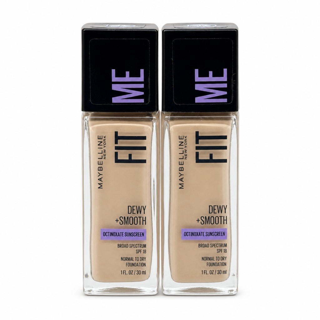 Maybelline Fit Me Dewy Smooth Foundation 110 Porcelain 1fl oz SPF18, 2 Pack