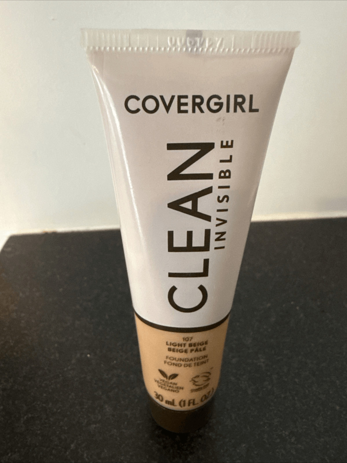 Covergirl Clean Invisible Foundation, Vegan, Fragrance Free – #107 Light Beige