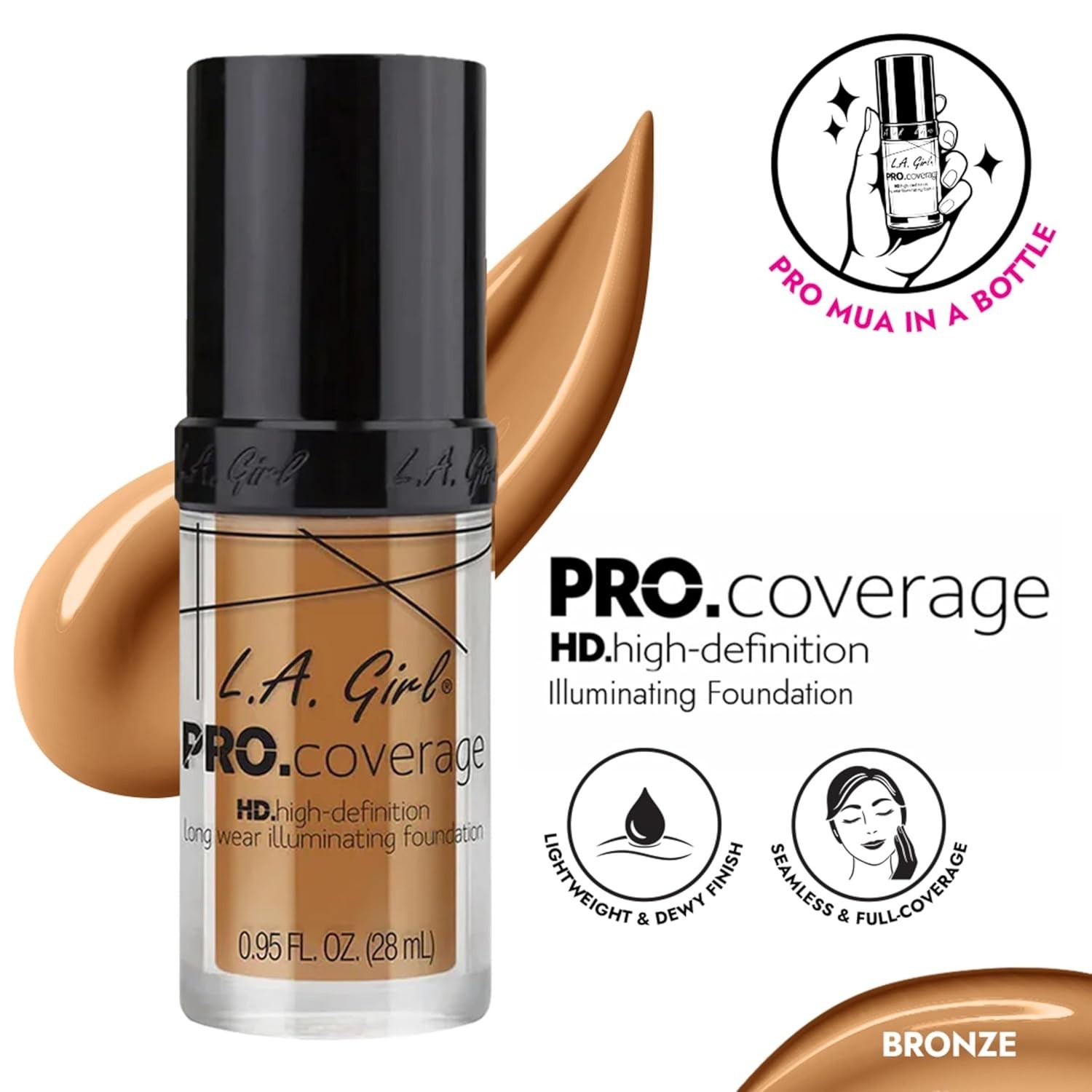 Pro Coverage Liquid Foundation, Bronze, 0.95 Fl Oz