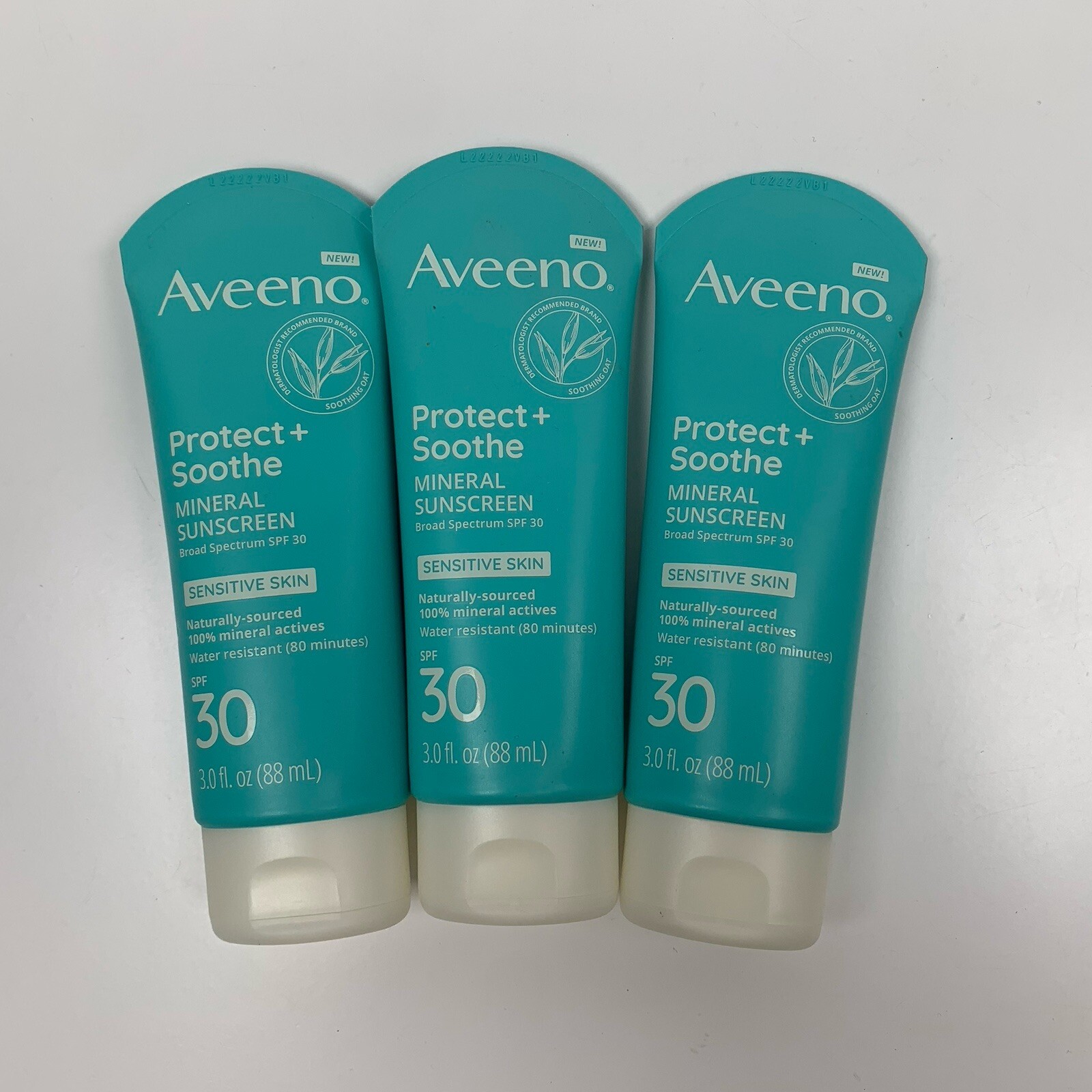 (3) Aveeno Protect + Soothe Mineral Sunscreen SPF 30, 3.0 fl oz, Exp. 11/24