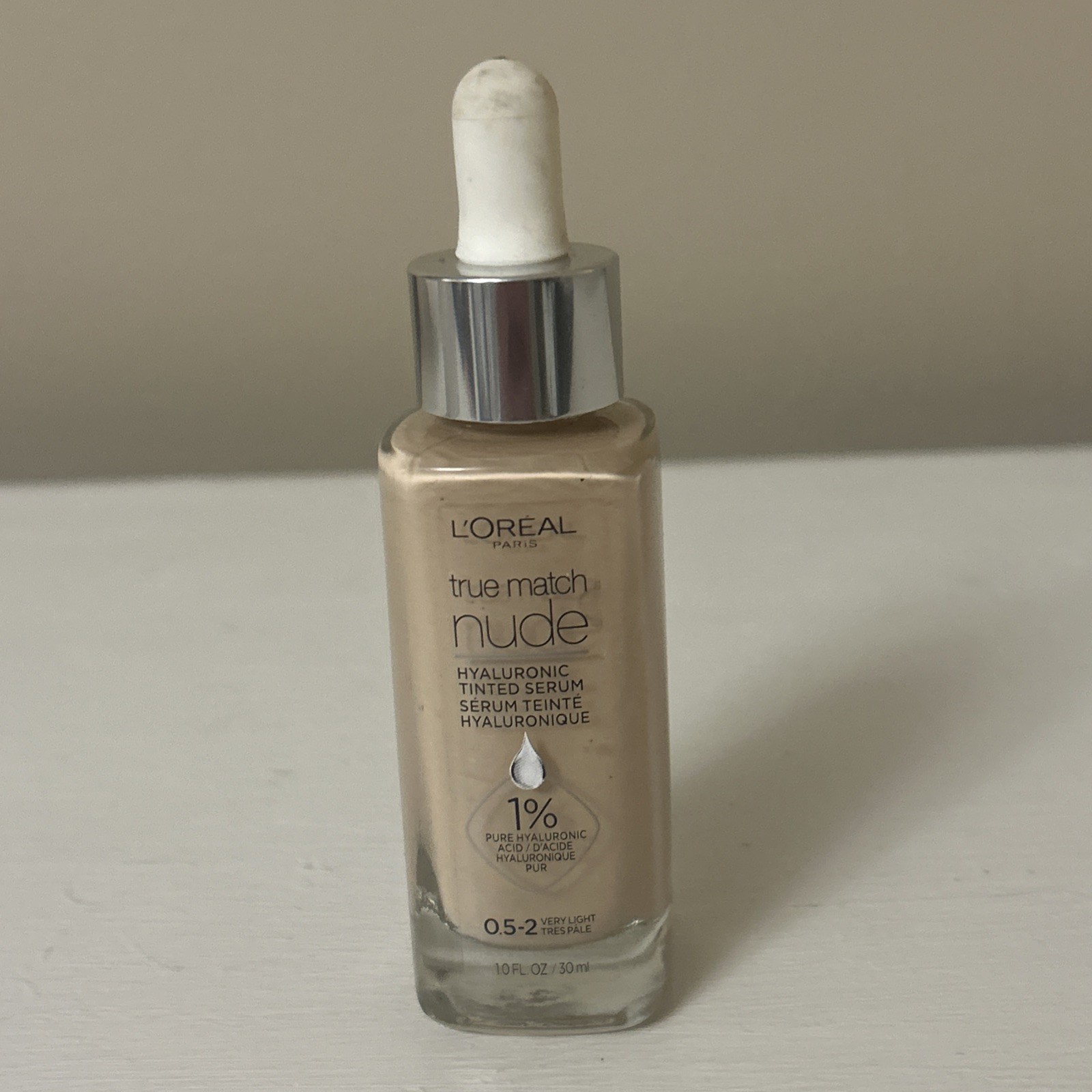 LOreal Paris True Match Nude Hyaluronic Serum Foundation, Very Light 0.5-2, 1 oz