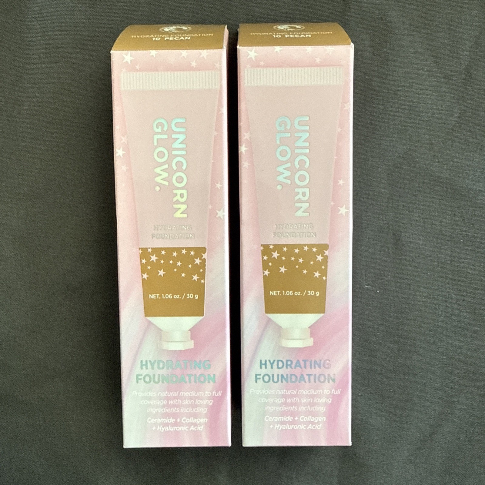 Two Unicorn Glow Hydrating Foundation, Pecan, Ceramide + Collagen + Hyaluronic