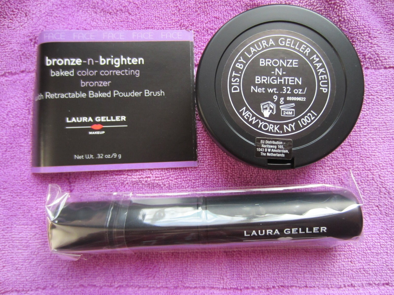Laura Geller Bronze N Brighten “REGULAR” Bronzer w/ Powder Brush & cosmetic bag